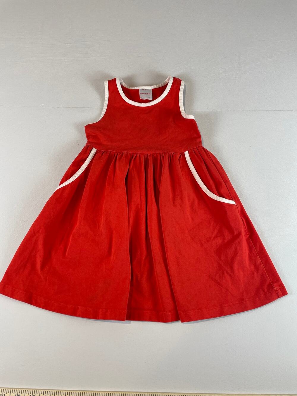 Hanna Andersson Sleeveless Dress Size 4 Red White Cotton